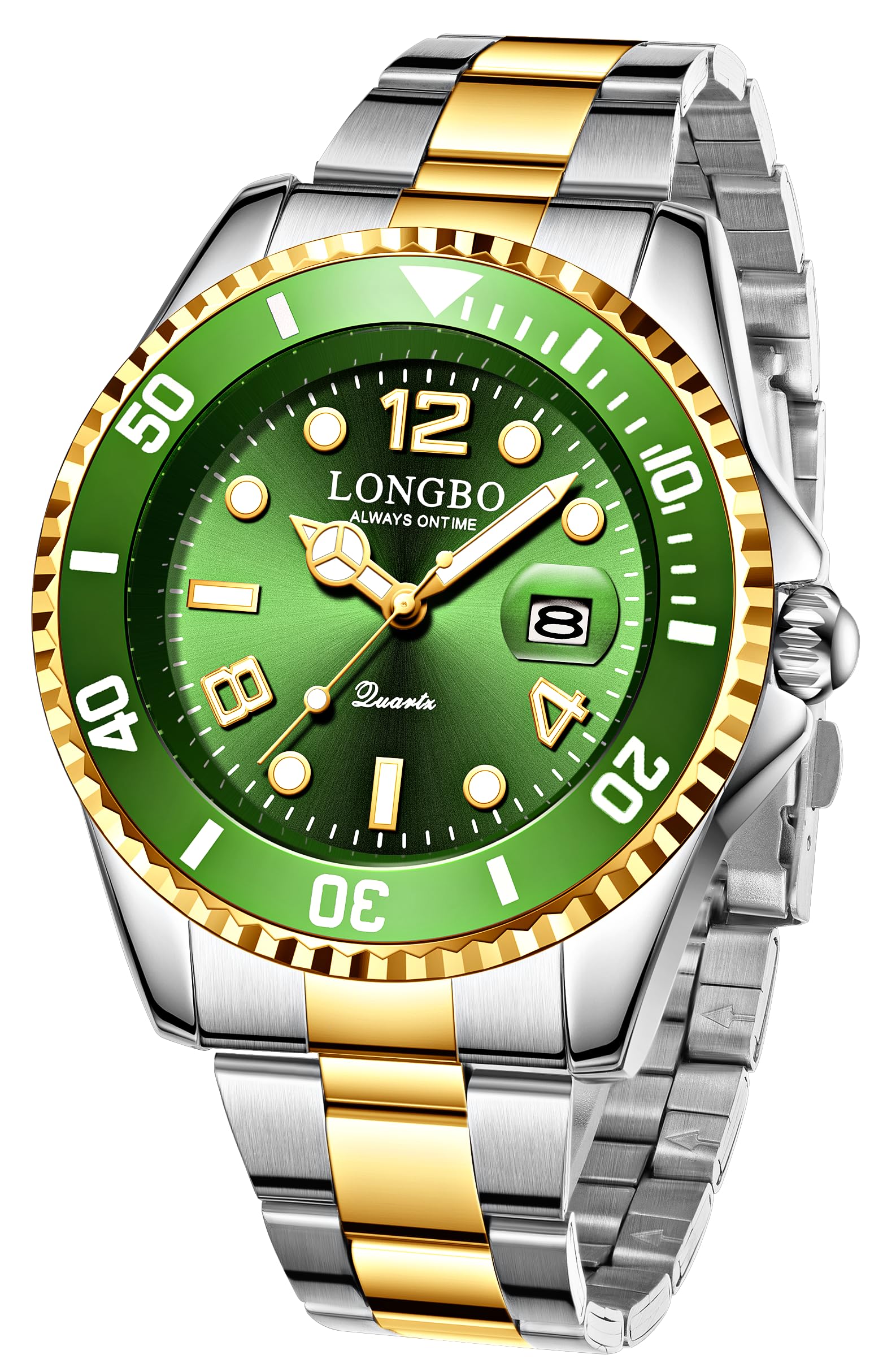 LONGBO Master Green and Gold Color Dial Royale Analog Stainless Steel Watch for Men (B09GRS9DMC) Amazon Price History, Amazon Price Tracker