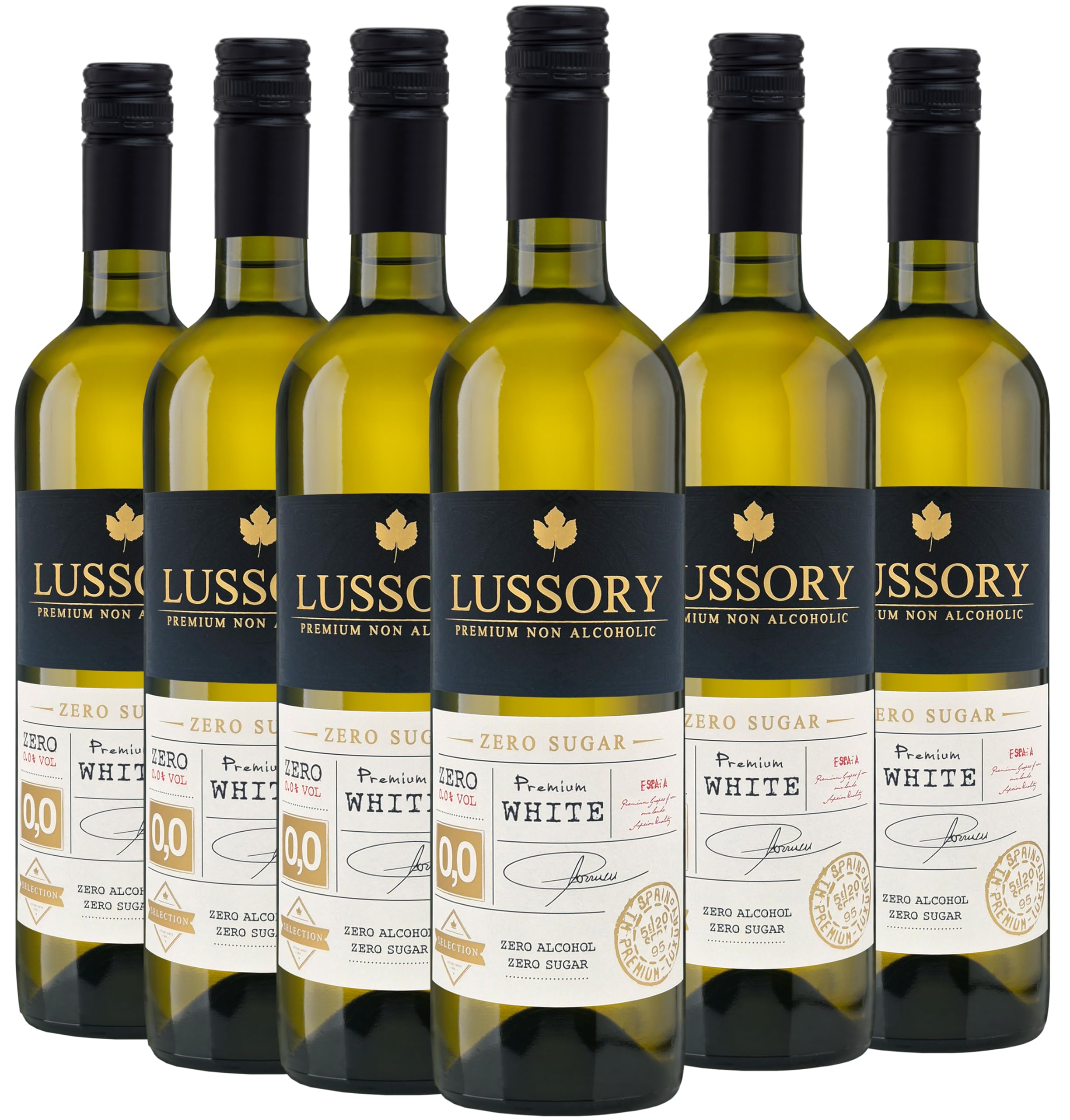 Vino Blanco y Tinto ZERO ALCOHOL & ZERO AZÚCAR - LUSSORY PREMIUM | Pack 6 botellas 750ml | 0,0° y BAJO en calorías | Vino clásico sin gota de alcohol.