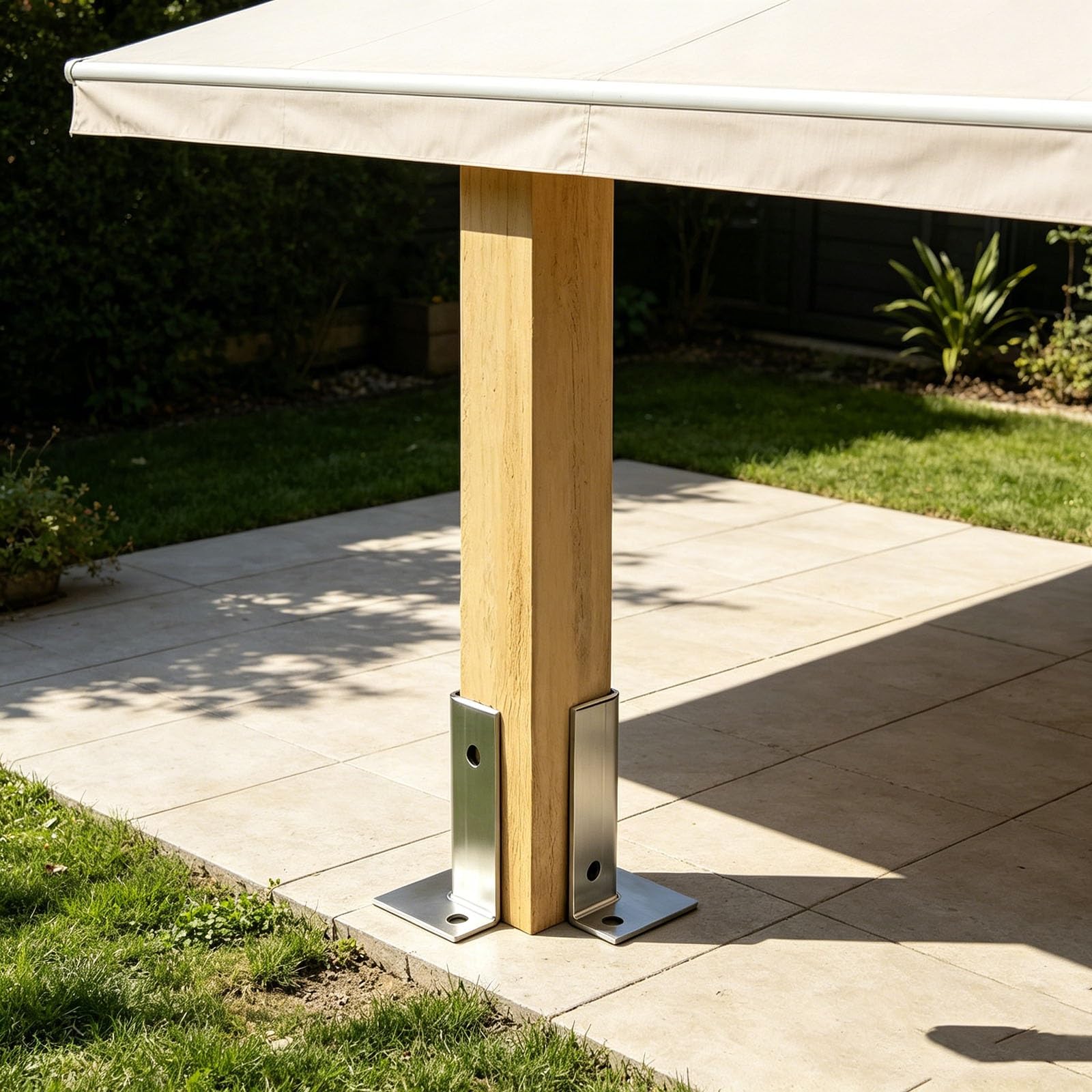 Soporte para Poste Base para Postes de Madera Soportes para Postes De Cerca para Postes De Metal A Madera | /2 Piezas 4 Piezas/ Ajustable/ Reversible/ Sin Excavación, Pérgola, Bandera(4pc)