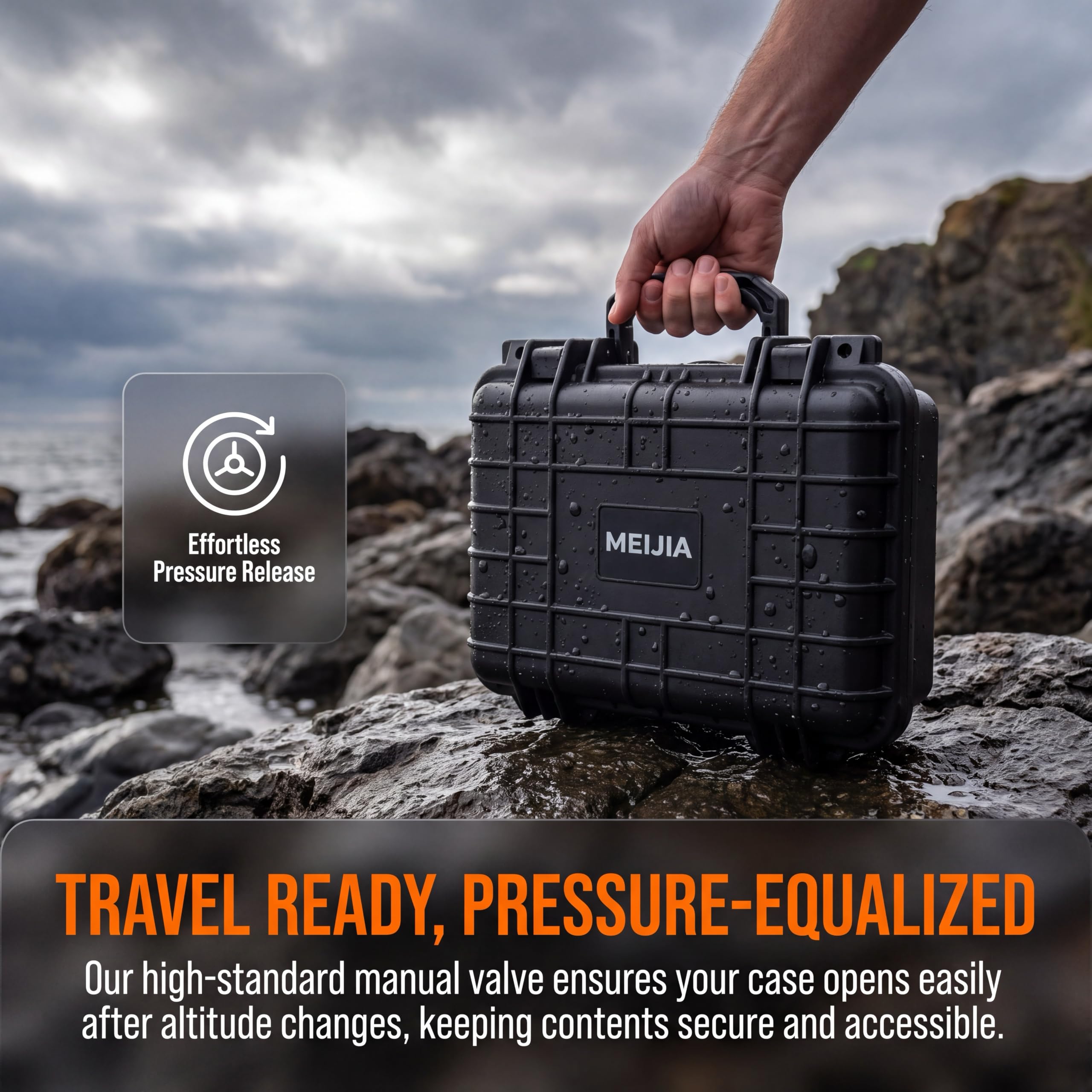 MEIJIA Portable All Weather Waterproof Protective Hard Case, Small Camera Case,Dry Case with Customizable Foam,Fit Use of Drones, Camera,Equipments, 11.65 ”x8.35”x3.78” — Amazon image 6