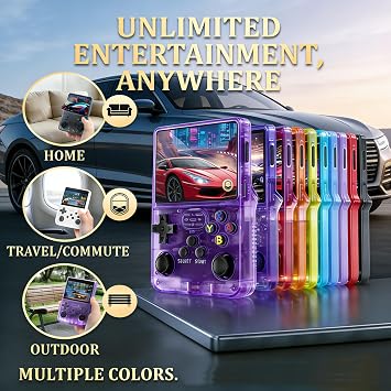 Handheld Retro Game Console, Support Massive Classic Video Games, Reliving the days of childhood, Portable Mini Gaming Console (Purple)