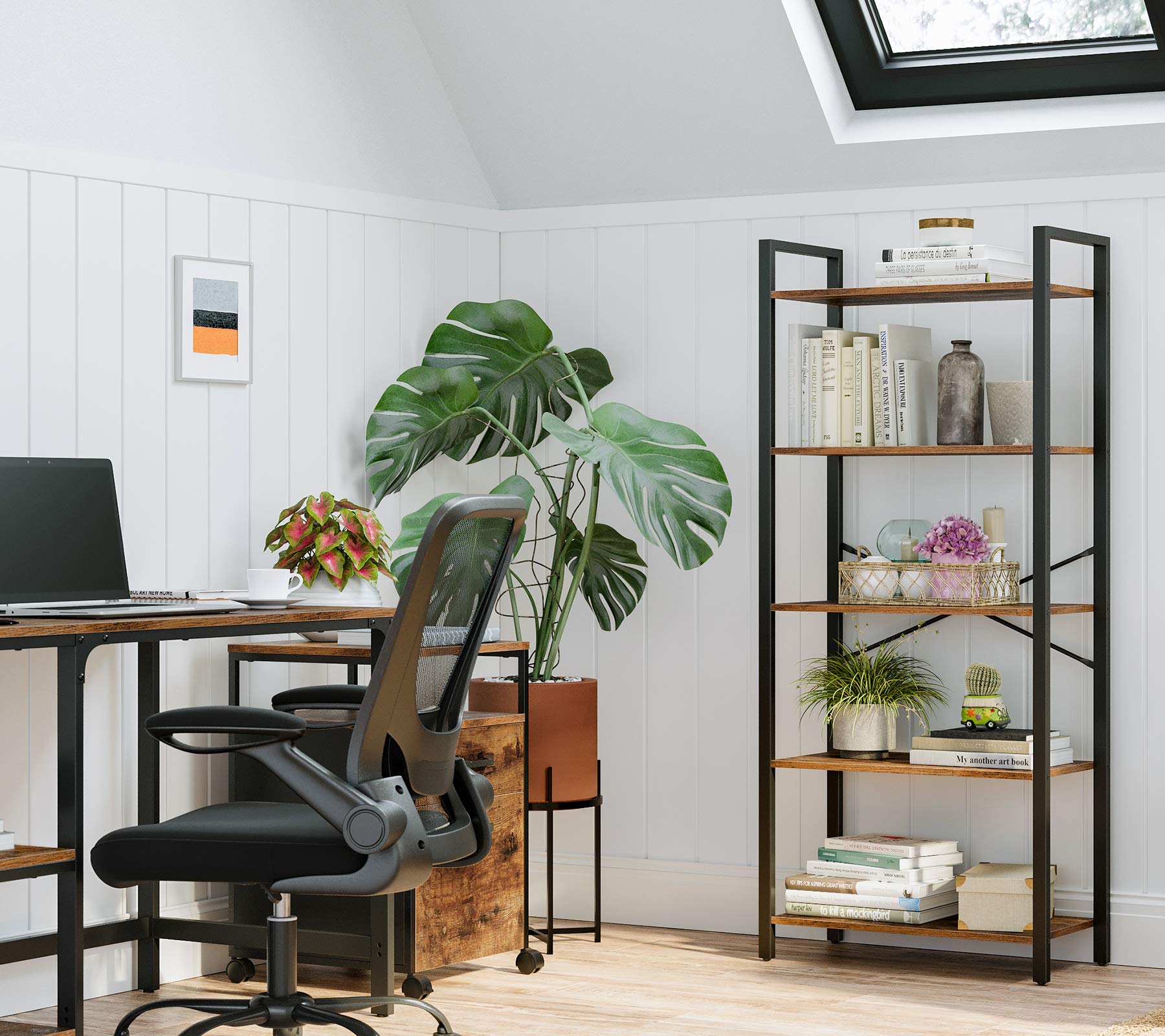 VASAGLE Bookcase, Bookshelf 5 Tier, Standing Display Storage Rack with