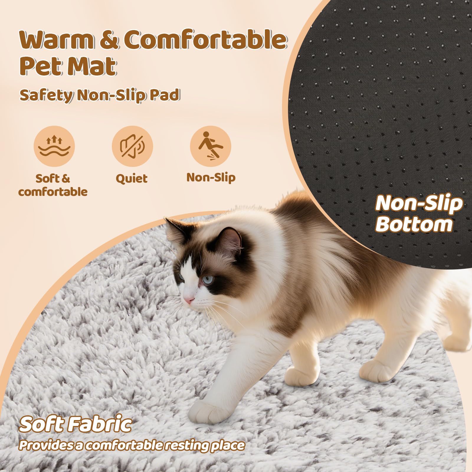 115x72cm Selbstwärmende Katzendecke Extra Groß für Katzen und Hunde, Abnehmbar Selbstheizende Decke Heizdecke Ohne Strom Geräuschlos Flauschig, Waschbare Katzendecke Winter Outdoor Indoor