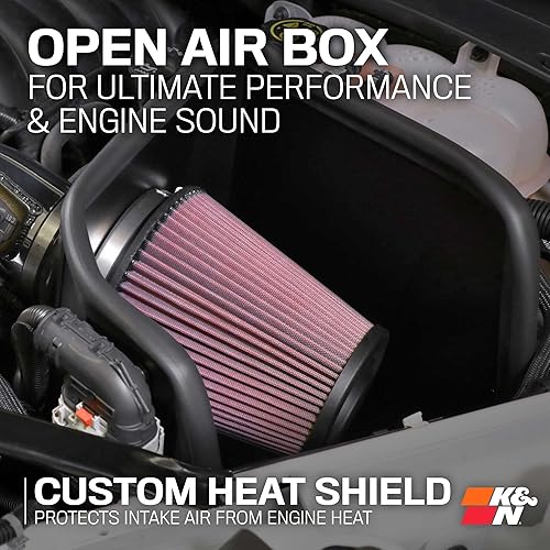 Miniatura 6 de K&N - sistema de admisión de aire frío Alto rendimiento aumenta los caballos de fuerza Compatible con Chevrolet Silverado 1500 2019-2020 GMC Sierra
