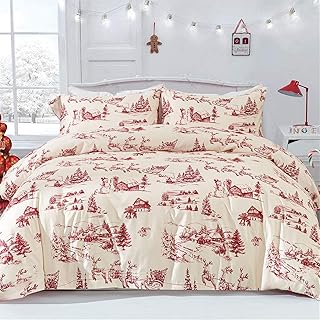 Christmas Duvet Cover Set Christmas Tree Snowman Village Duvet Cover Soft Microfiber Bedding Set,2 Pillowcases and Zipper ...
