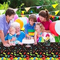 Vista 5 de chiazllta Mantel de bloques de construcción de 3 piezas de 105 x 54 pulgadas, bloques de construcción, decoraciones de fiesta temática, cubierta