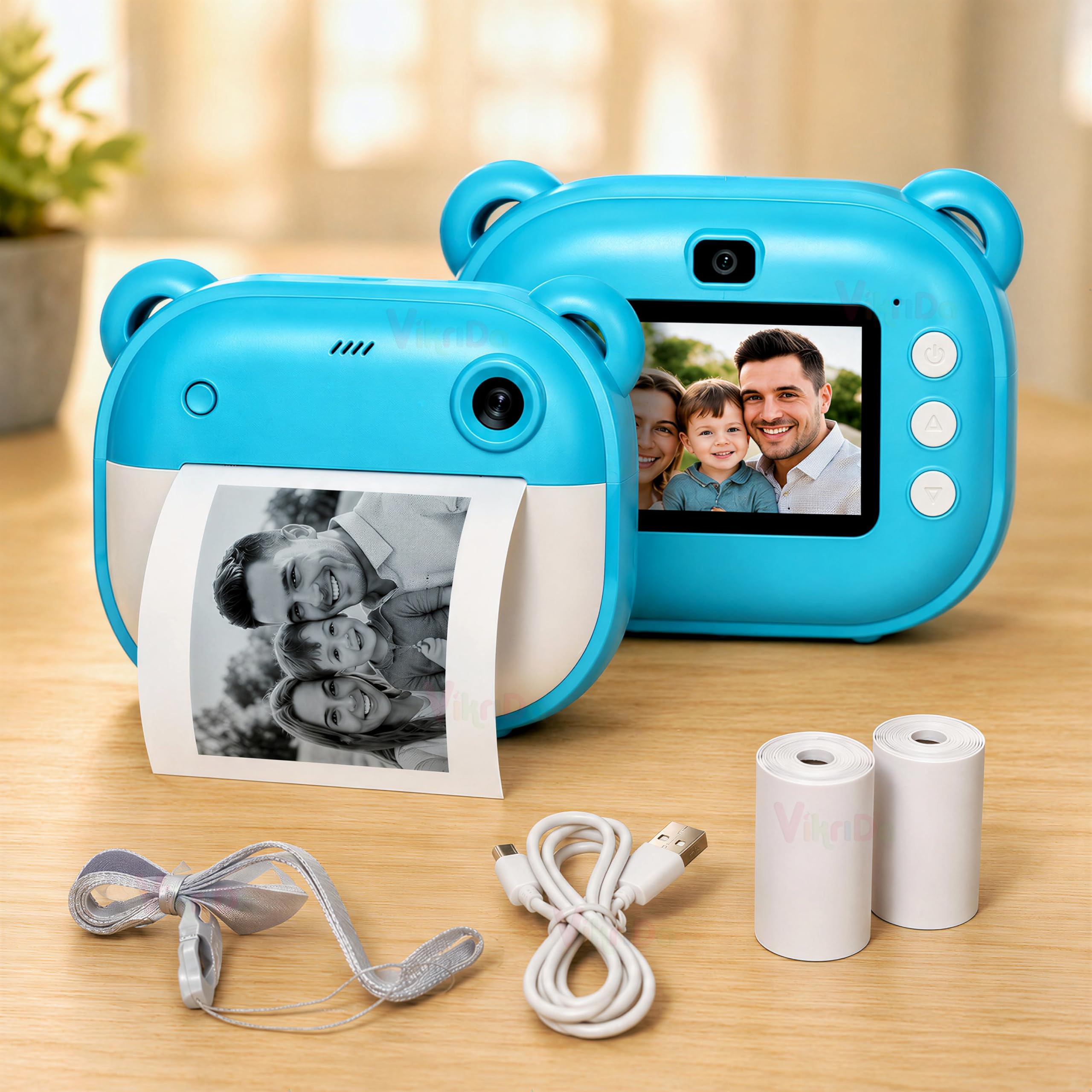 VikriDA Instant Print Camera for Kids | Digital Camera with 1080P Videos, Portable Instant Camera Printer Toy - Multicolor-image-6