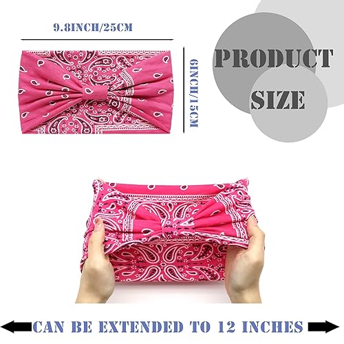 Miniatura 2 de FULZTEY Diademas bohemias para mujer, bandas de cabeza de anacardo de moda, diademas anchas africanas, turbante, tela elástica, algodón, yoga,