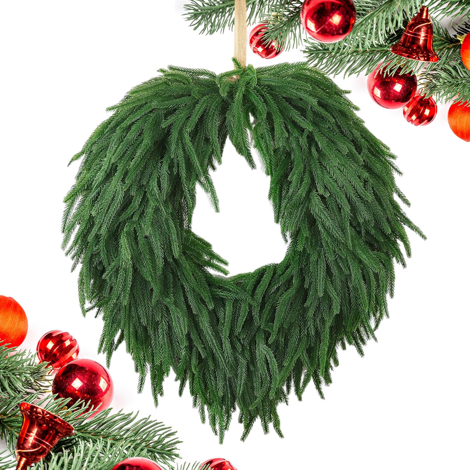 Weihnachtlicher Türkranz Künstlicher Grünpflanzenkranz mit festlicher