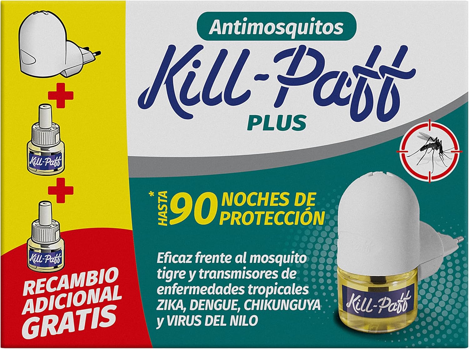 Insecticida eléctrico Kill-Paff Plus 90 Noches con difusor y 2 recambios por 2,84€ ¡¡43% de descuento en compra recurrente!!