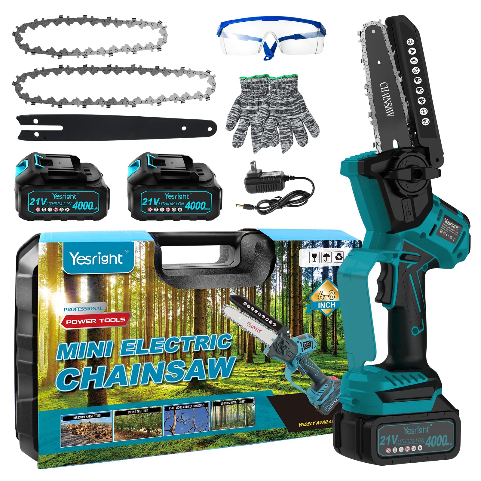 Mini Chainsaw Cordless 8 Inch & 6 Inch Electric Chain Saw with Auto-Oiler