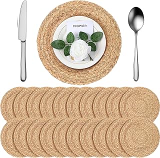Foldtier 20 Pcs Round Woven Placemats Bulk Plate Chargers Set 11.8 Inch
