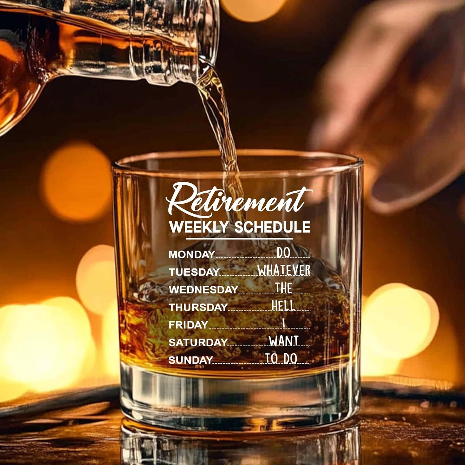 WHIDOBE Retirement Gift - Gift For Retirement Men - Weekly Schedule Whiskey Glass For Men - Retired Whiskey Glass for Dad, Grandpa - Farewell Leaving Gift For Boss, Coworker - Image 4