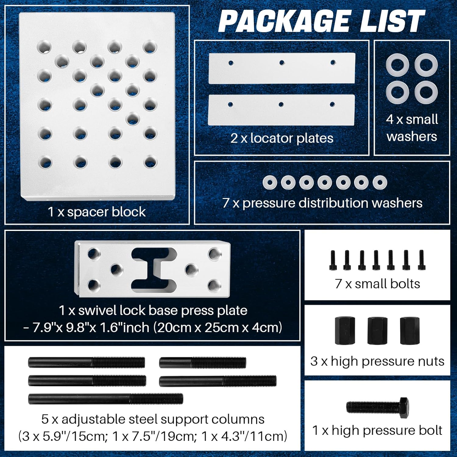 DASBET Universal Drill Press Support Block Plate Tool Set | 30 Ton Bearing and Bushing Repair Removal Installation for Workshop Press Applications