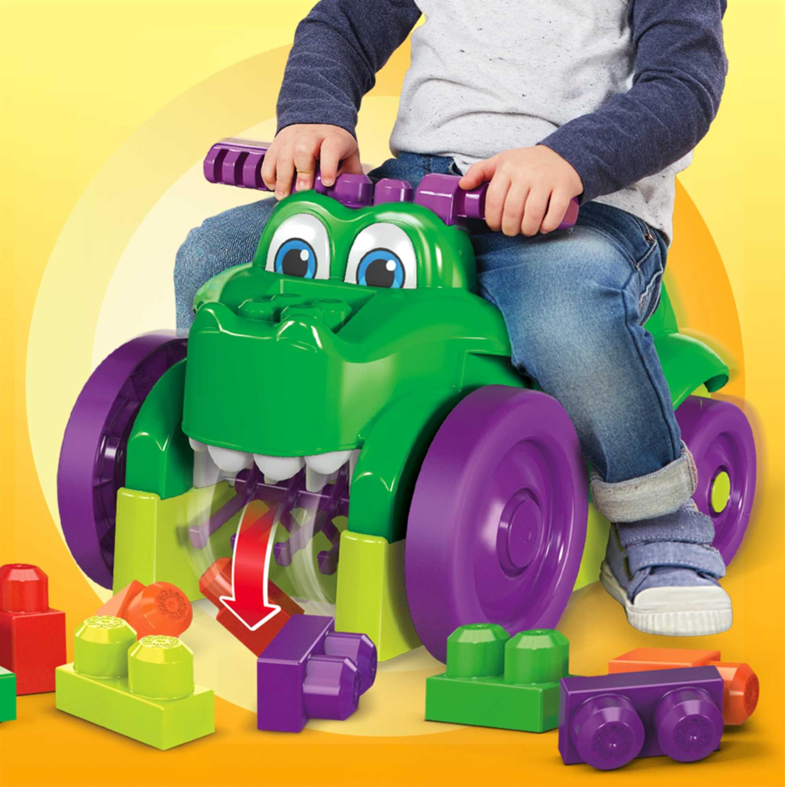 Mega Bloks Cocodrilo Monta y zampa, Juguete Bloques de construcción para niños +1 año (Mattel GFG22)