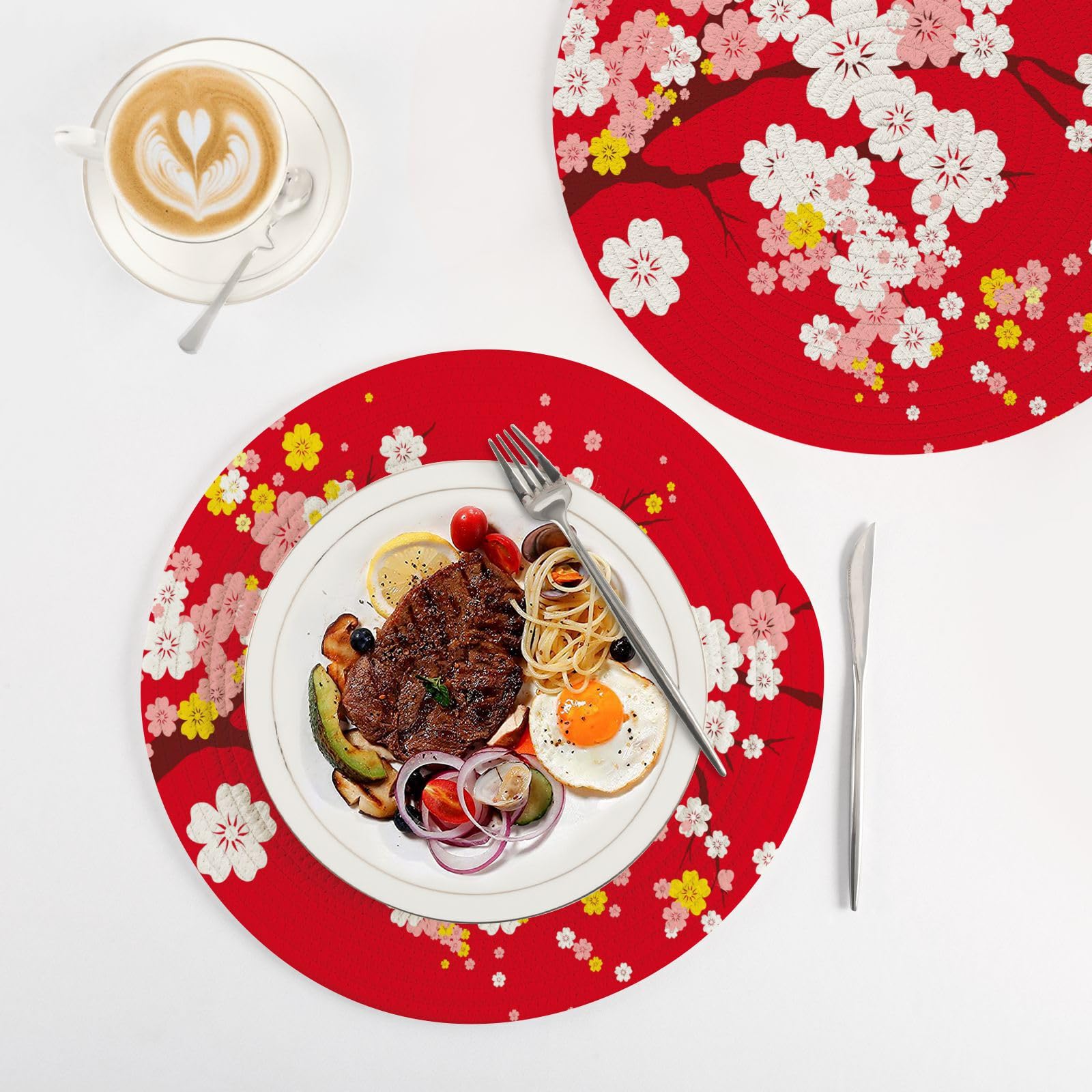ALAZA Topflappen-Set mit japanischem Sakura-Baum, Kirschblüte, Baumwolle, Hot Topflappen, Bauernhaus-Untersetzer, 3er-Set, heiße Pads, heiße Matten für Küchentheke, dekorative37