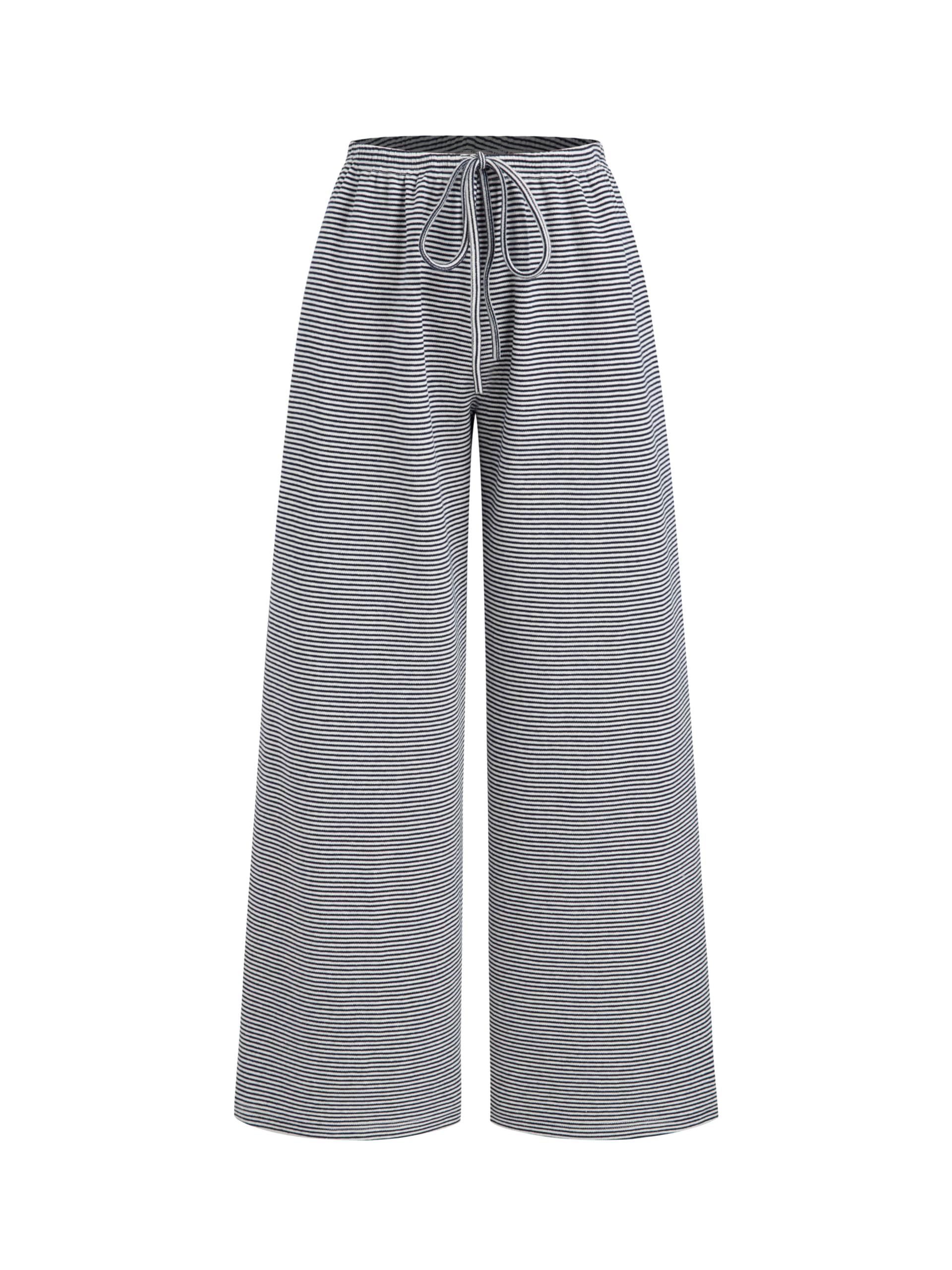 CIDER Lounge Pants Women Wide Leg Striped Low Waist Drawstring Trousers Casual Comfy Cotton Blend Pants with Pockets