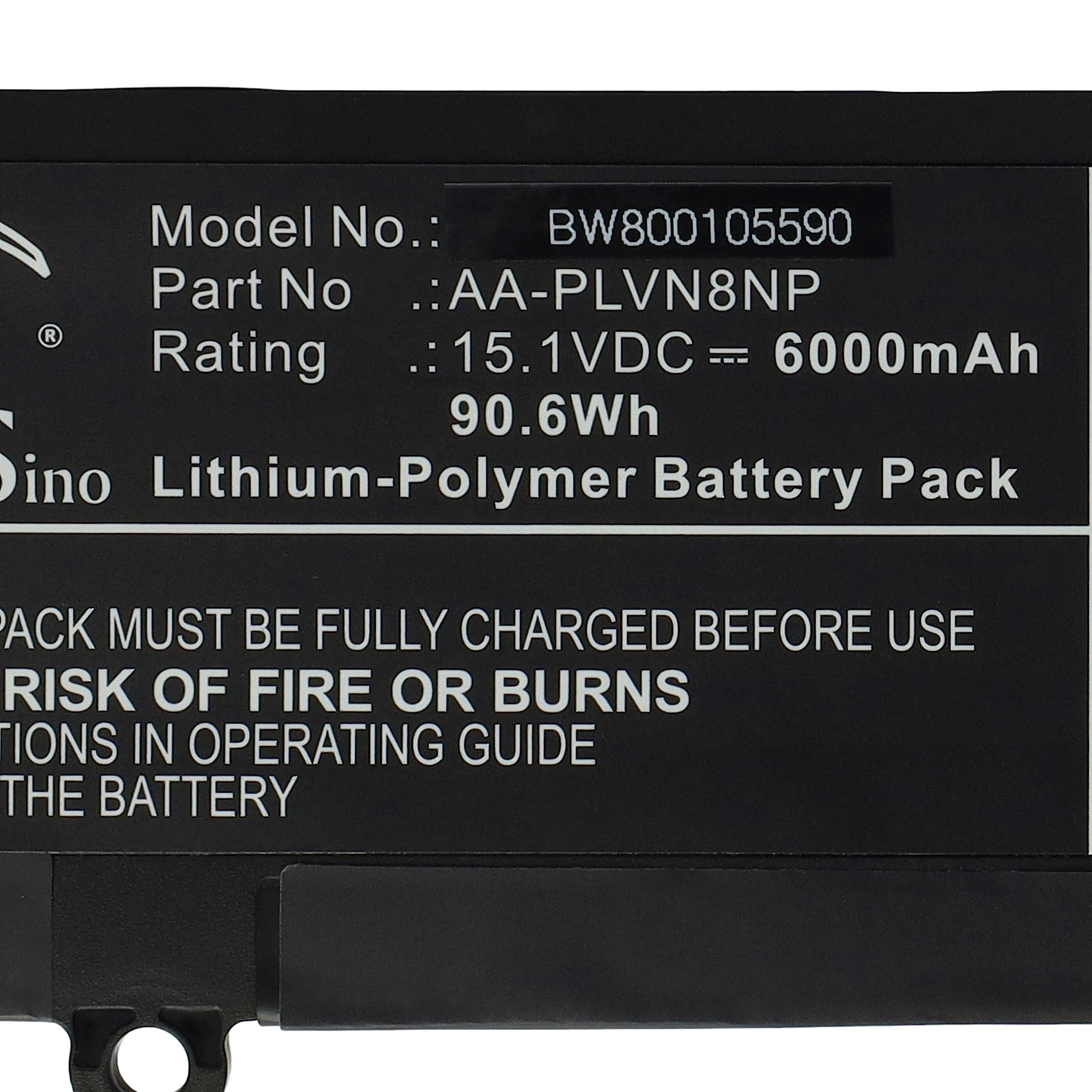 vhbw Zamiennik baterii Samsung AA-PLVN8NP, BA43-00359A do notebooka (6000mAh, 15,1V, Li-Poly)