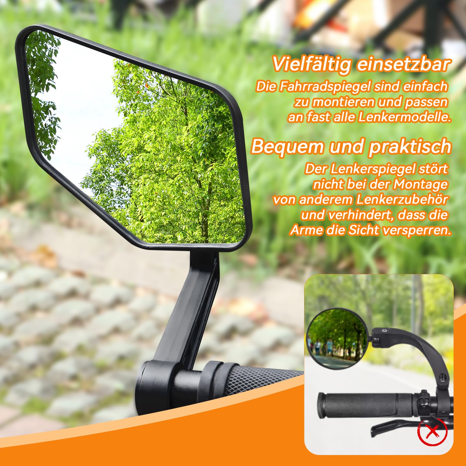 Homieway 2 Specchietti Retrovisori Per Bicicletta, In Vero Vetro HD