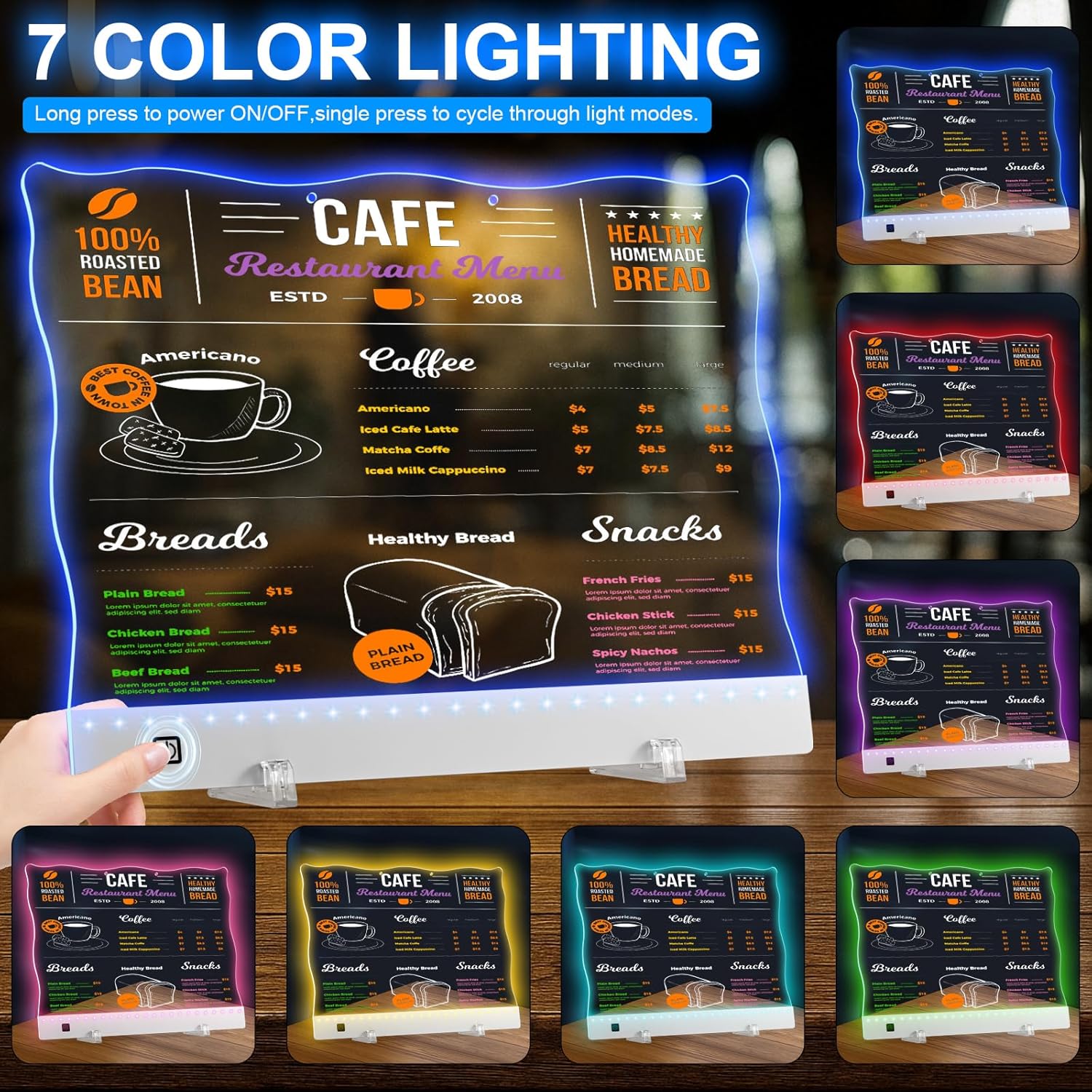VINTS 19-Inch Rechargeable LED Note Board, Glow Light Up Drawing Board with 4 Modes & 7 Colors,LED Dry Erase Doodle Board with Stand,Touch Control for Kids Teen Christmas Gift,15.75"X11.81"