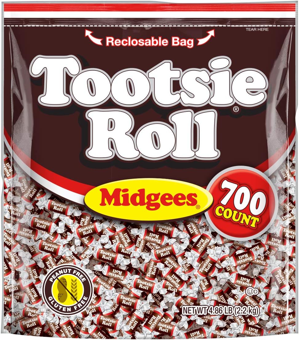 Midgees - Chewy Chocolate Gluten-Free Holiday Candy - Resealable Bag of Individually Wrapped Candies for Kids, Parties, Classroom - 700 Count (Pack of 1)