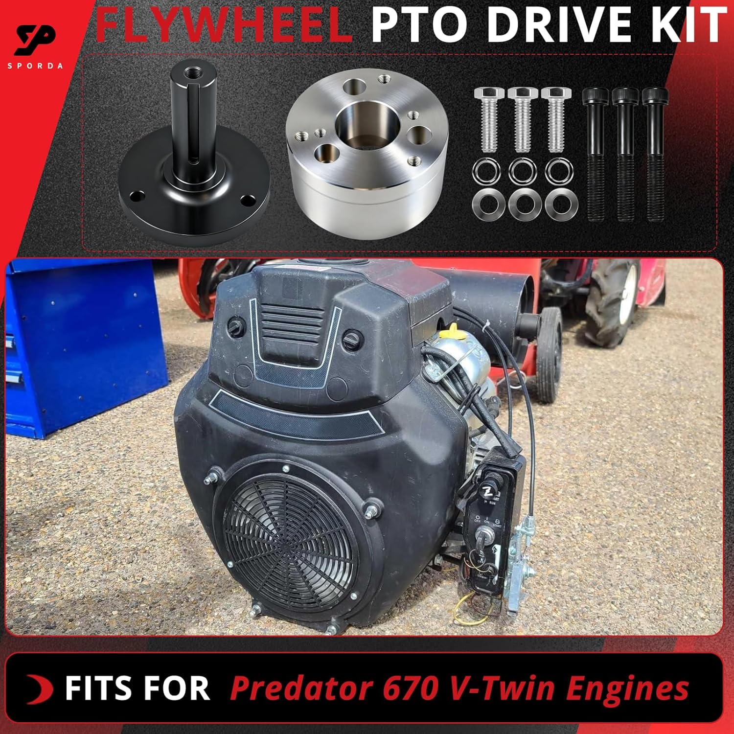 Flywheel PTO Drive Kit, fits for for Predator 670 V-Twin Engines, Flywheel PTO Drive Kit Shaft for Predator 670 (For Predator 670)