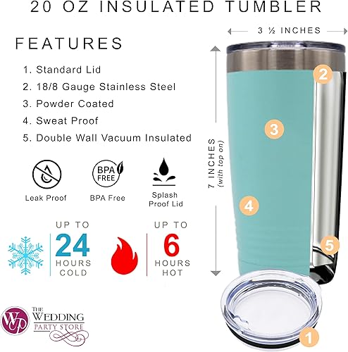 Miniatura 4 de Vaso de viaje de acero inoxidable de doble pared aislado al vacío grabado personalizado con tu nombre personalizado (20 onzas, azul turquesa) Negro