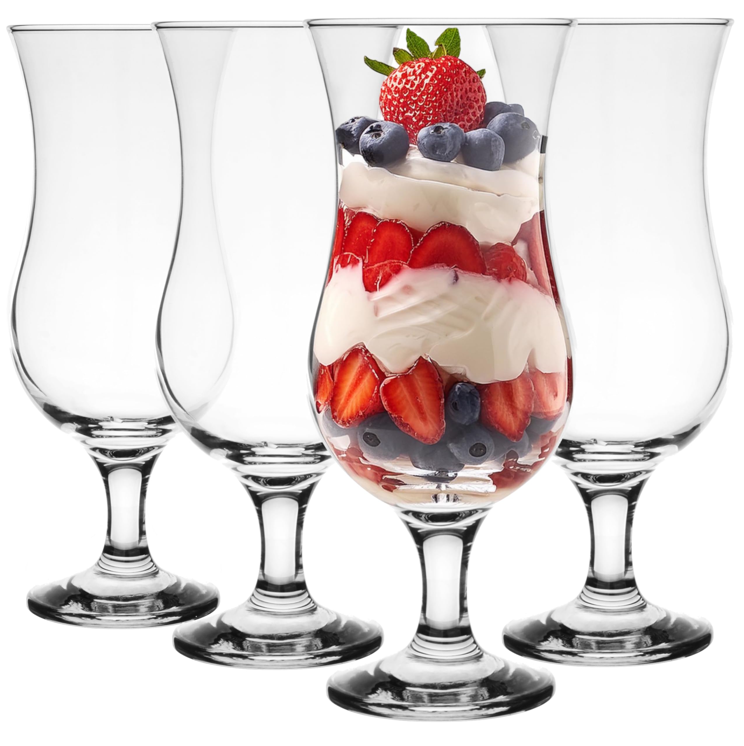 Glasmark Krosno Cocktail Glasses Set Long Drink Cocktail Gin Beer Water Glass Smoothie Dessert Dishwasher Safe Transparent 4 x 420 ml