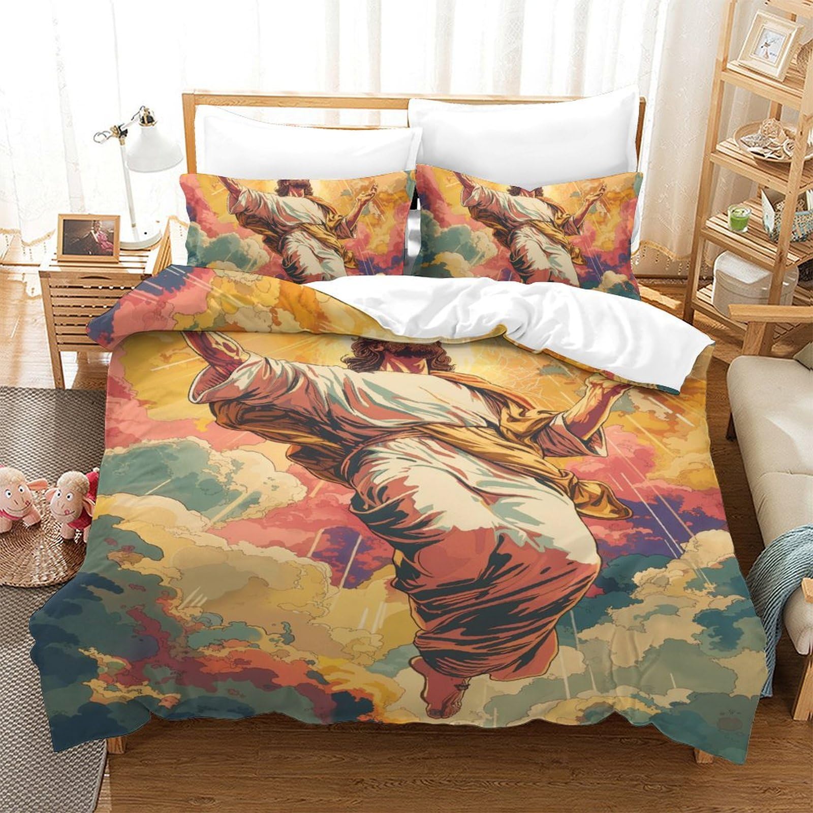 Parure de lit Jésus 3D respirante et ultra douce pour un sommeil réparateur