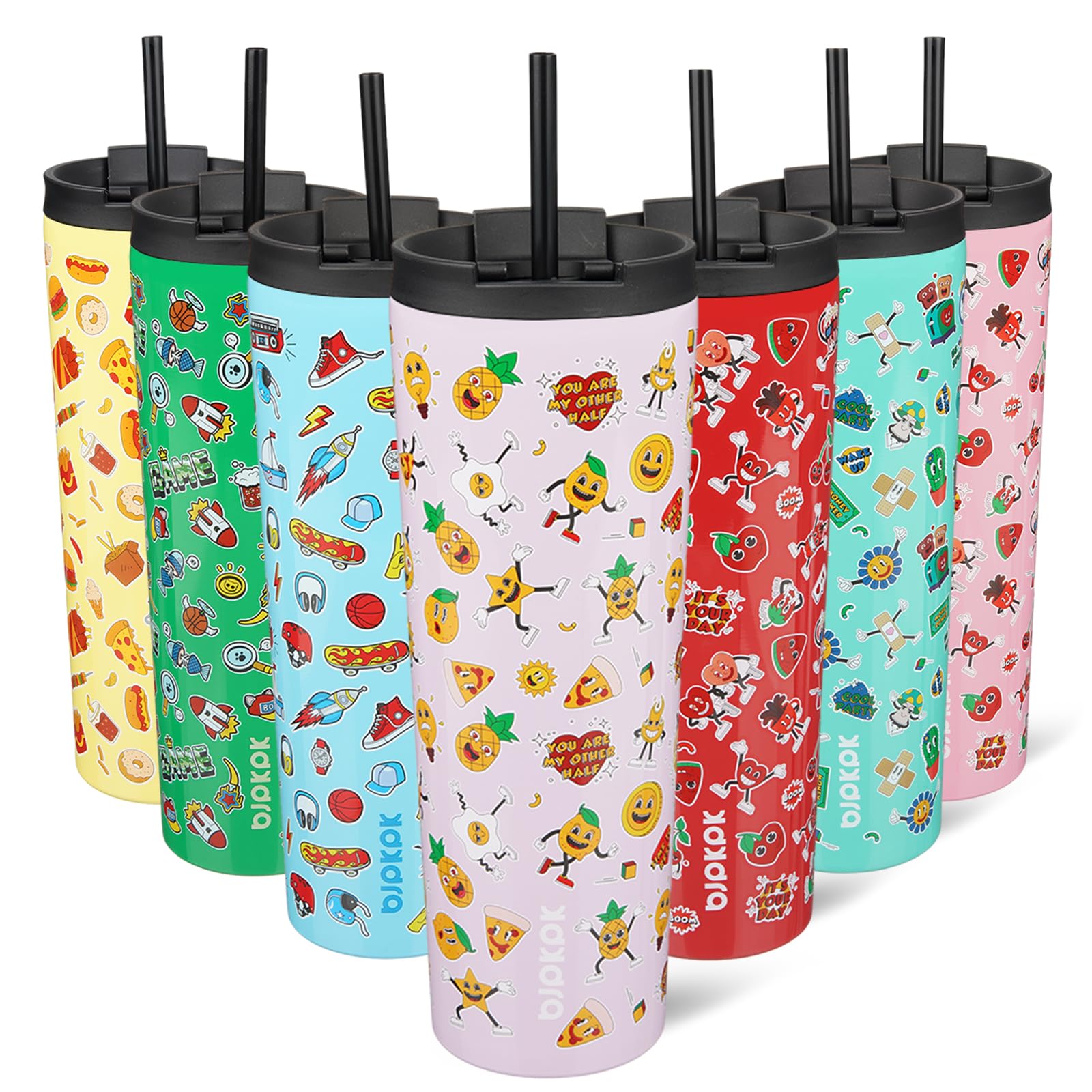 BJPKPK 30 oz Coffee Tumbler with Straw, Insulated Stainless Steel Cup
