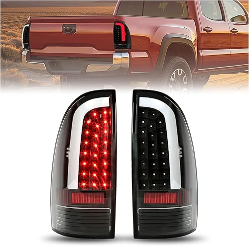 Kojem Luces traseras LED compatibles con Toyota Tacoma 2005-2015, barra de tubo LED en forma de C, luces traseras de freno, luces traseras para