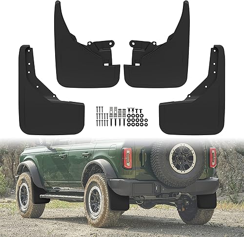 KEWISAUTO Protectores contra salpicaduras para Ford Bronco 2021-2023, protectores de barro de neumáticos delanteros y traseros para Ford Bronco 2021