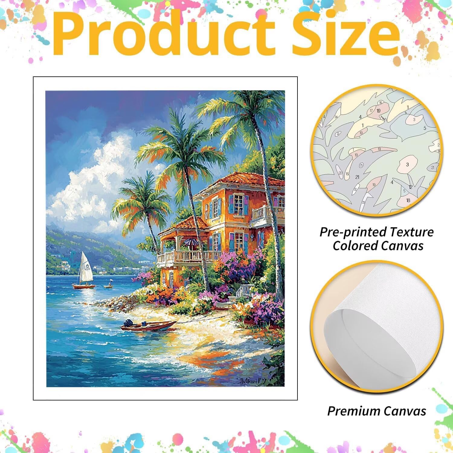 WEISHIWE Dipingere con i Numeri Adulti Casetta marina, 80x100cm s-300 | Pittura a Olio Kit, fai da te Quadri da Dipingere Numerat, Adulti Bambini Hobby Creativi,Pittura Adulti Decora la Casa Regalo