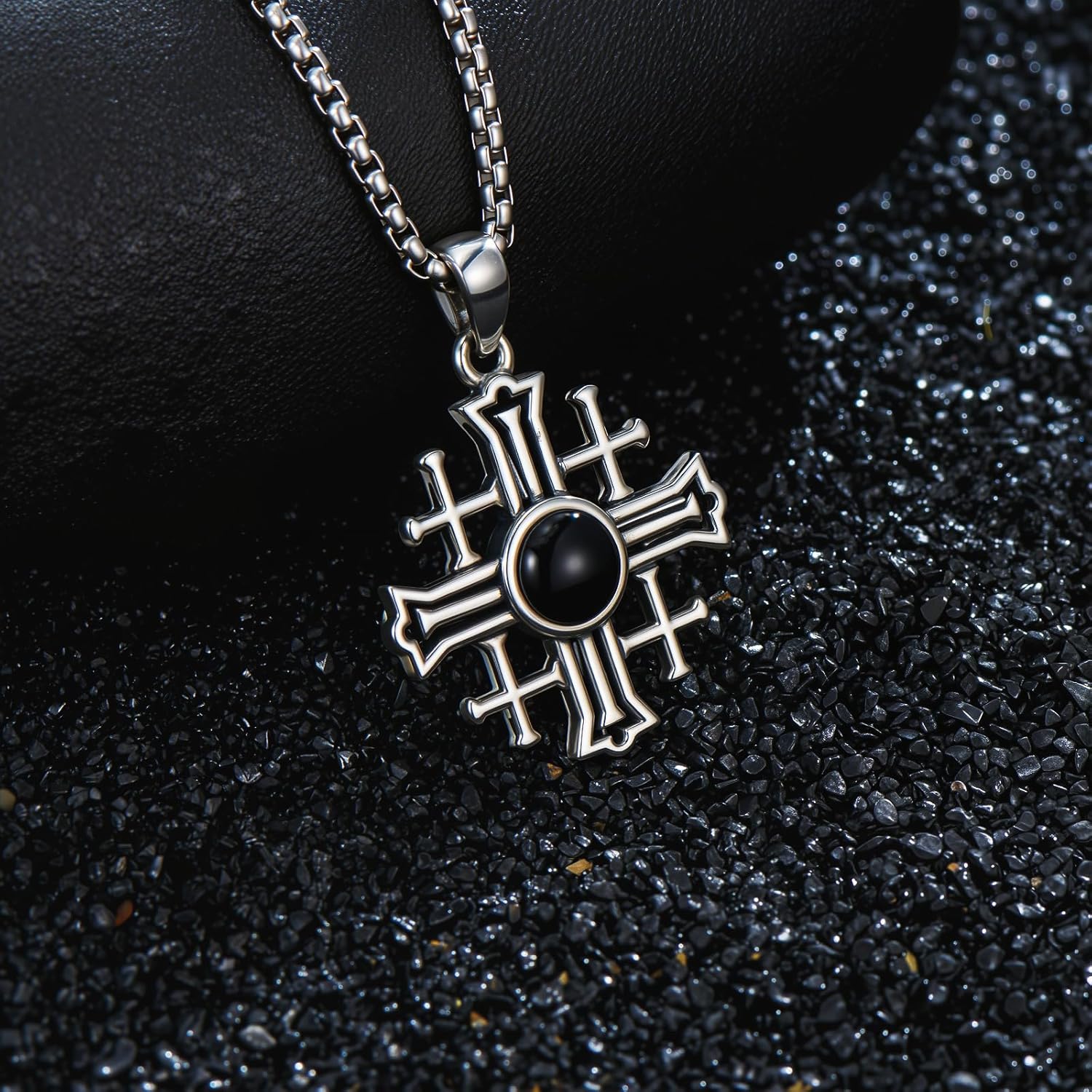 SIMONLY Cross Necklace 925 Sterling Silver Tree of Life/Jerusalem Cross Necklace Crucifix Pendant Religious Jewelry Christmas Thanksgiving Gifts for Men Women - Image 4