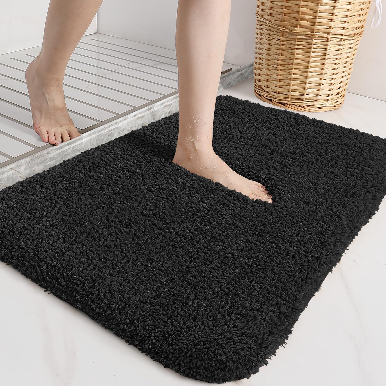 DEXI Microfiber Bath Mat 40 x 60 cm, Extra Soft and Absorbent Bathroom ...