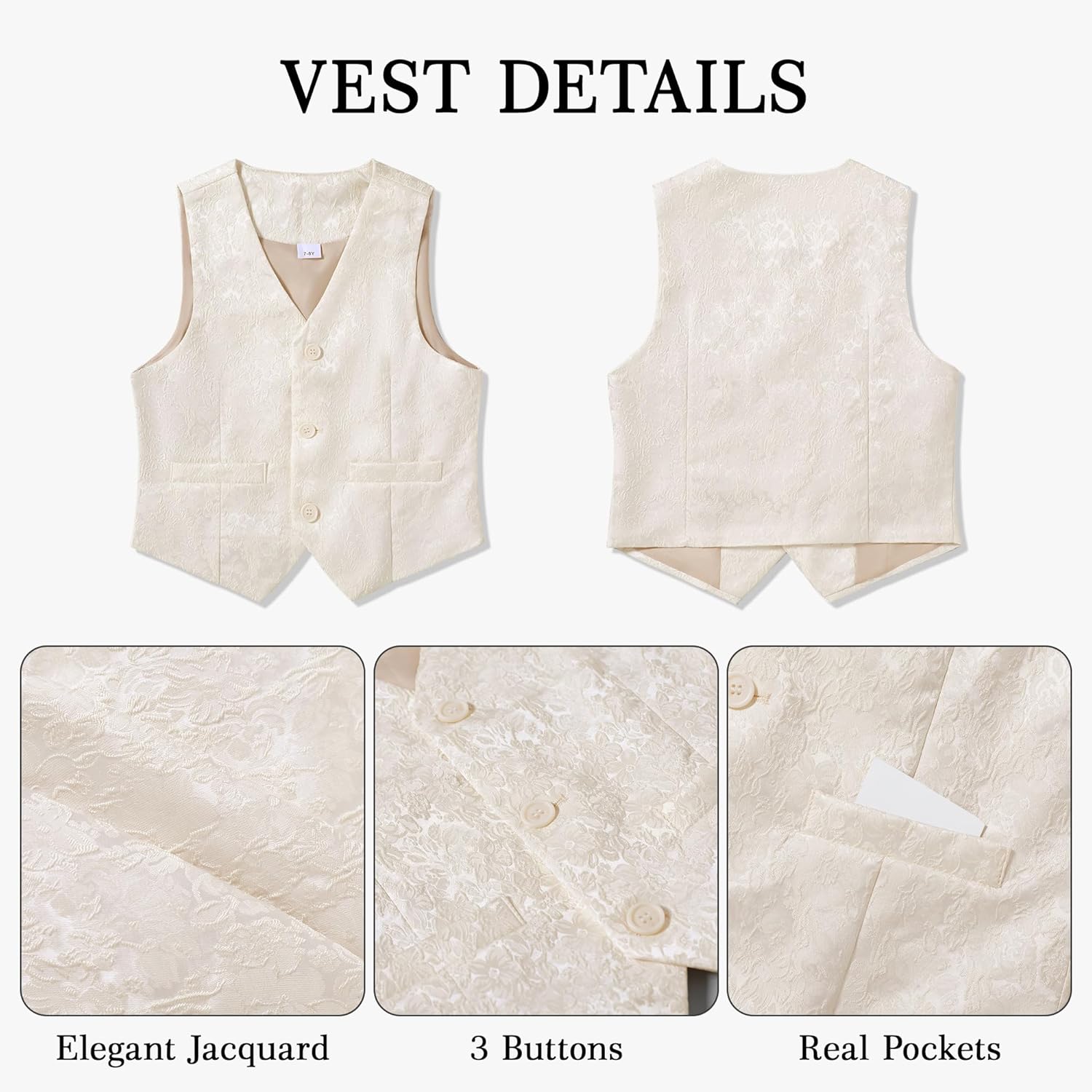 SANMIO Boys Suit 4 Piece Slim Fit Boys Suits Jacket Vest Pants Tie for Kids Suits Sets Boy Formal Tuxedo Set - Image 7