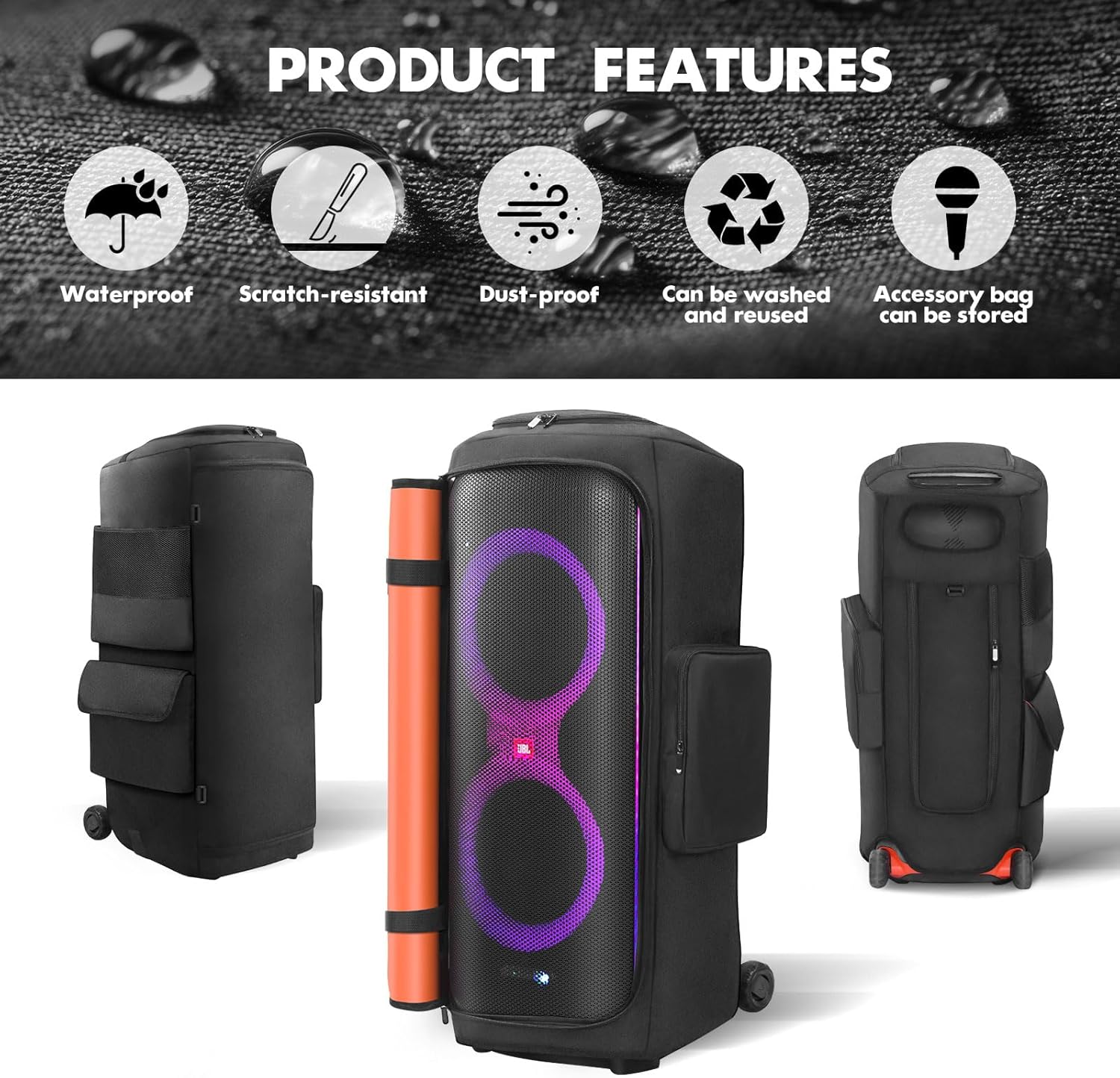 Protective Cover for JBL PartyBox 710 Speaker Double-Layer Shield, Speaker Bag Travel Case for JBL Party Box Series,Scratch-Resistant,Dust Proof Shell,Portable Carry Tote Bag for PartyBox 710 - Image 6