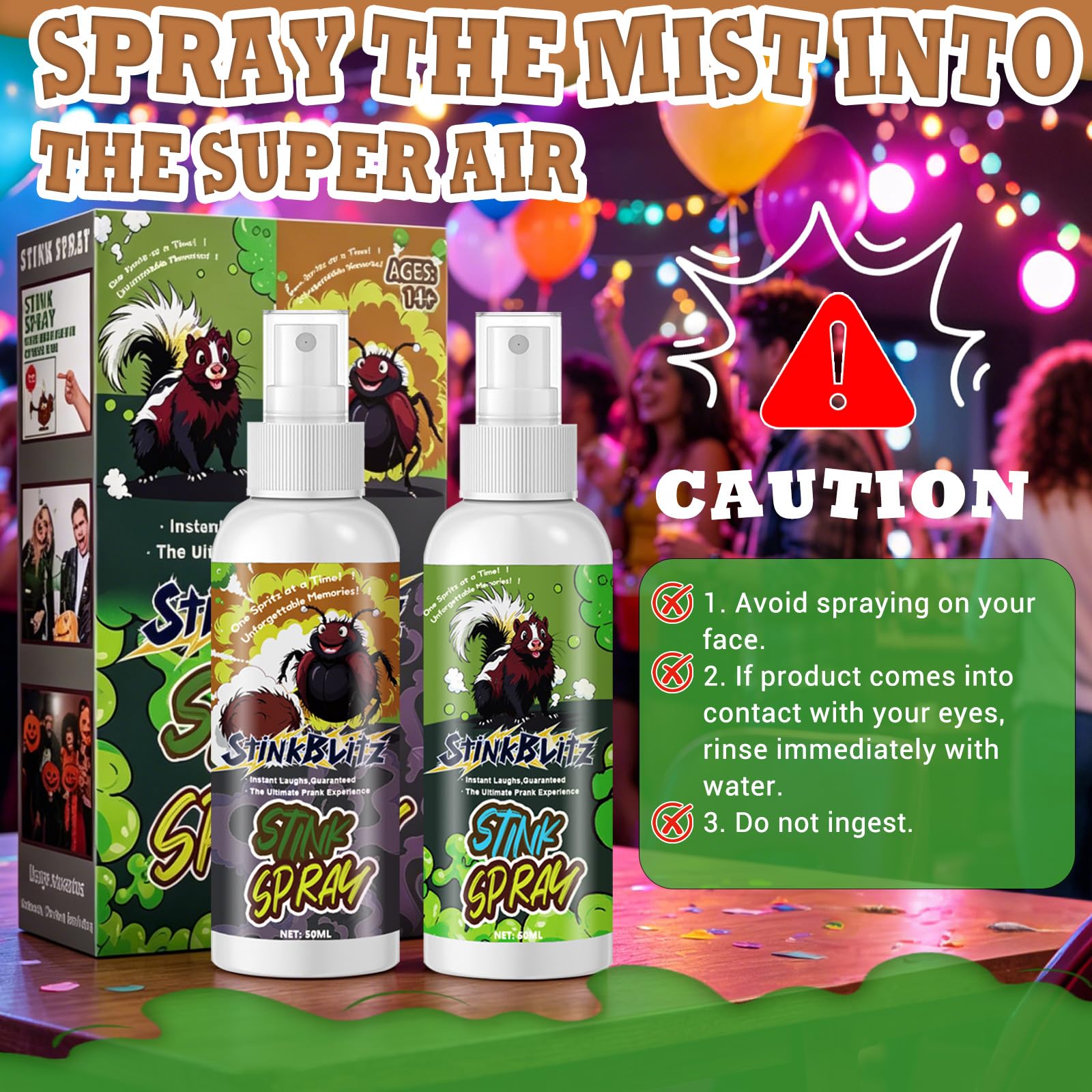 Płynny Spray Flake, śmierdzące butelki, śmierdzące spray, śmieszne dowcipy, bardzo mocny płynny aerozol, zabawny spray do wyciskania dla dorosłych, śmierdzący spray żart (50 ml × 2)