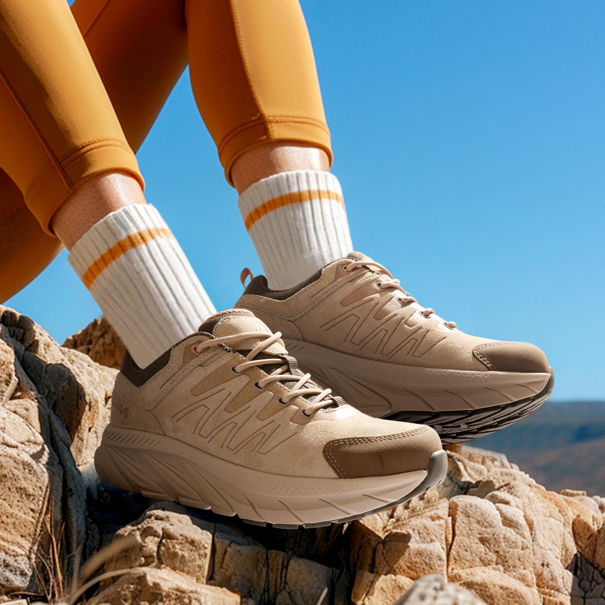 NORTIV 8 Zapatos de senderismo ligeros para mujer, tenis gruesos, cómodos, antideslizantes, para senderismo, senderismo, plataforma al aire libre, tenis para caminar, Horizon