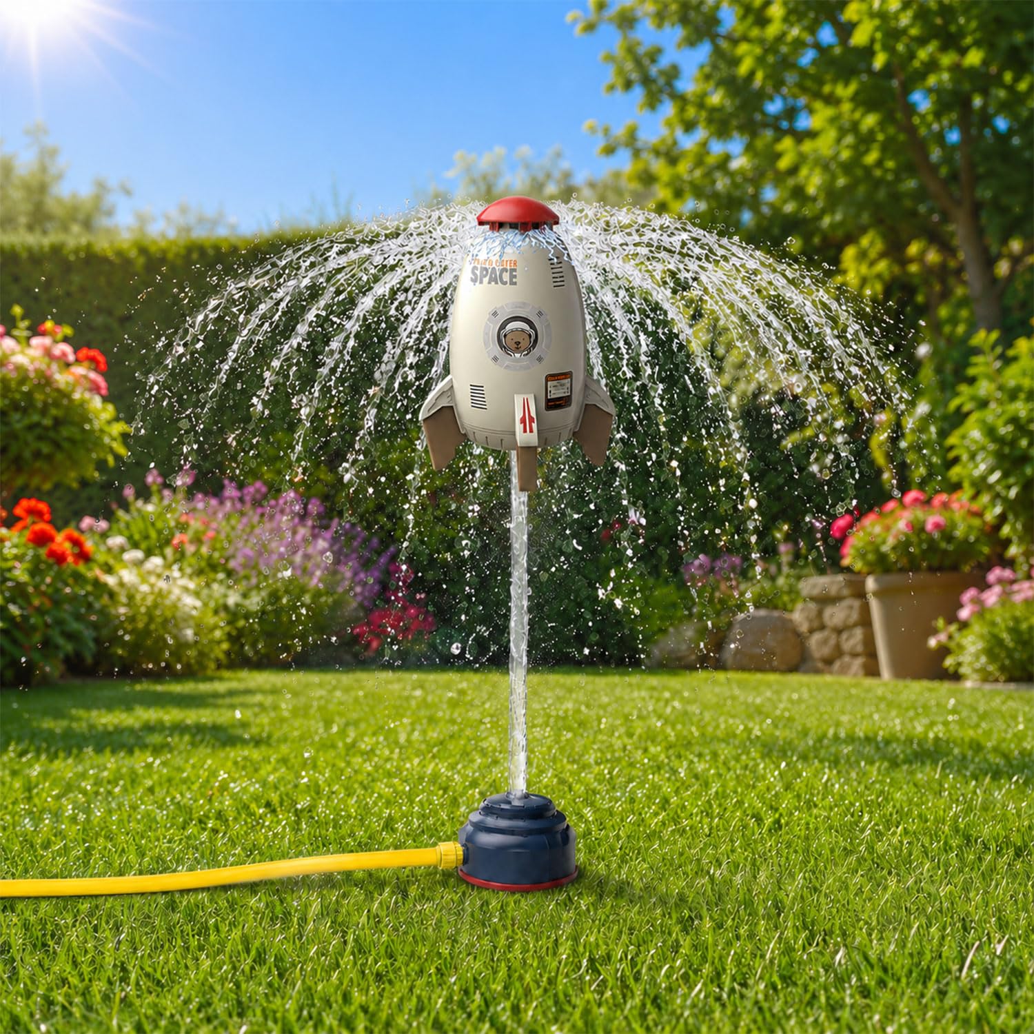 Rocket Wassersprinkler Outdoor,Wassersprinkler, Water Rocket Sprink,Rasensprenger,Outdoor Wasser Sprinkler für Raketenform