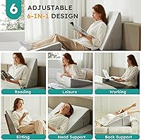 Vista 2 de Bedluxe Almohada de cuña, almohada de cuña de cama de 10 pulgadas para cabecero, almohada de cuña para aliviar el reflujo ácido, dormir, aliviar