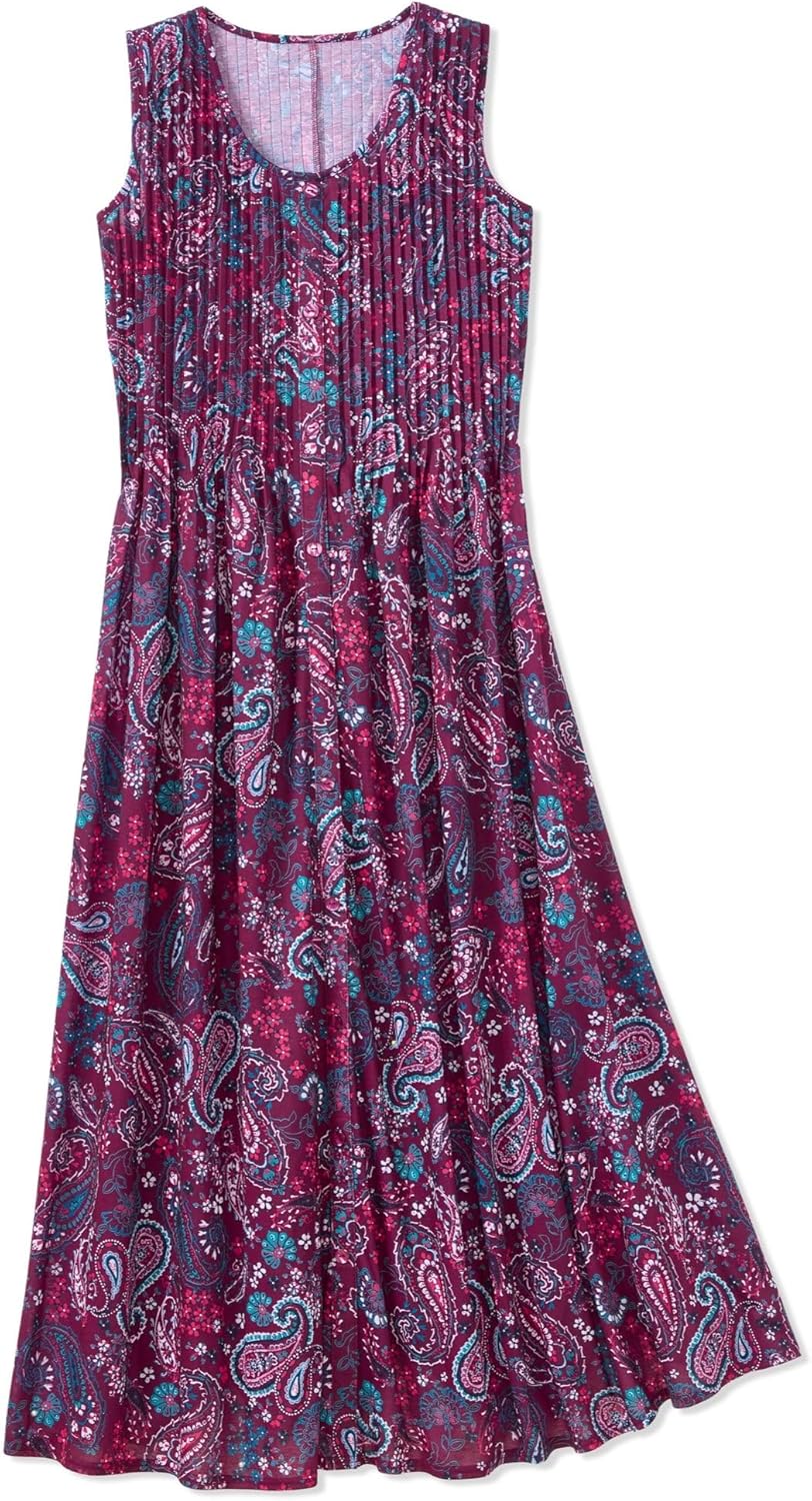 Woman Within Plus Size Pintucked Sleeveless Dress