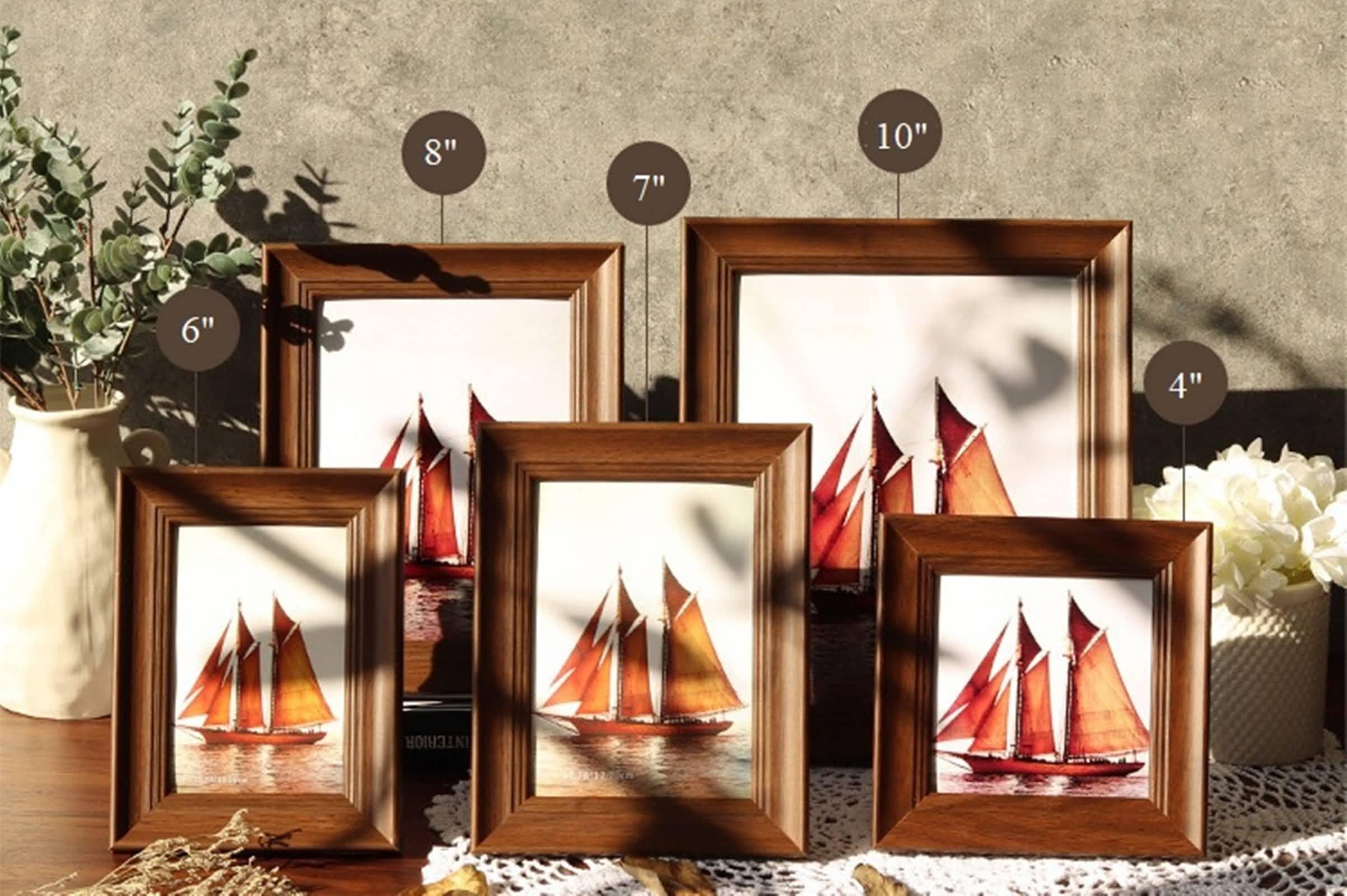 Ramki na zdjęcia 20 x 25, prostokątna ramka na blat i ścianę ramka vintage na certyfikat, grafika, plakat, dyplom, format poziomy i pionowy, kawowe