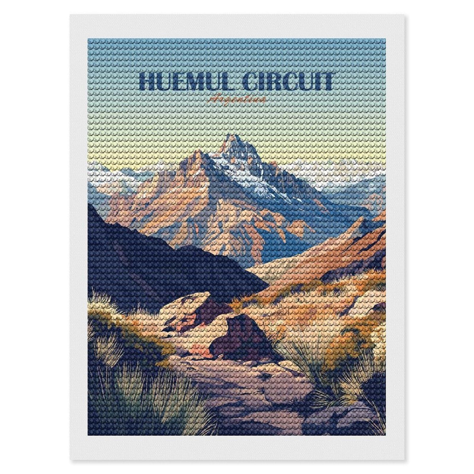 Junmoney Huemul Circuit Argentina Landscape Art Diamond Art Kit 12"x16", Bedroom Decor, Adhesive Canvas, Full Kit Included, Thoughtful Present, Birthday Gift