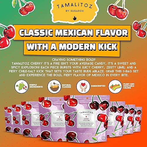 Vista 145 de Tamalitoz de Sugarox - Paquete de 8 caramelos duros hechos a mano con mango dulce y picante hecho a mano con chile en polvo, lima y sal marina.