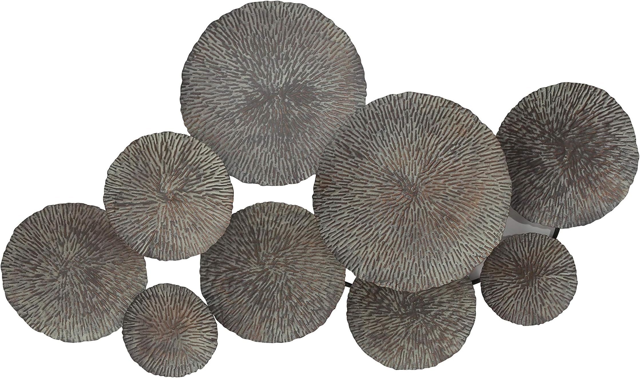 Whole House Worlds Wall Hanging Object Circles, Metal Wall Décor, Wall Art, W114 cm, Antique Gold and Grey, Iron