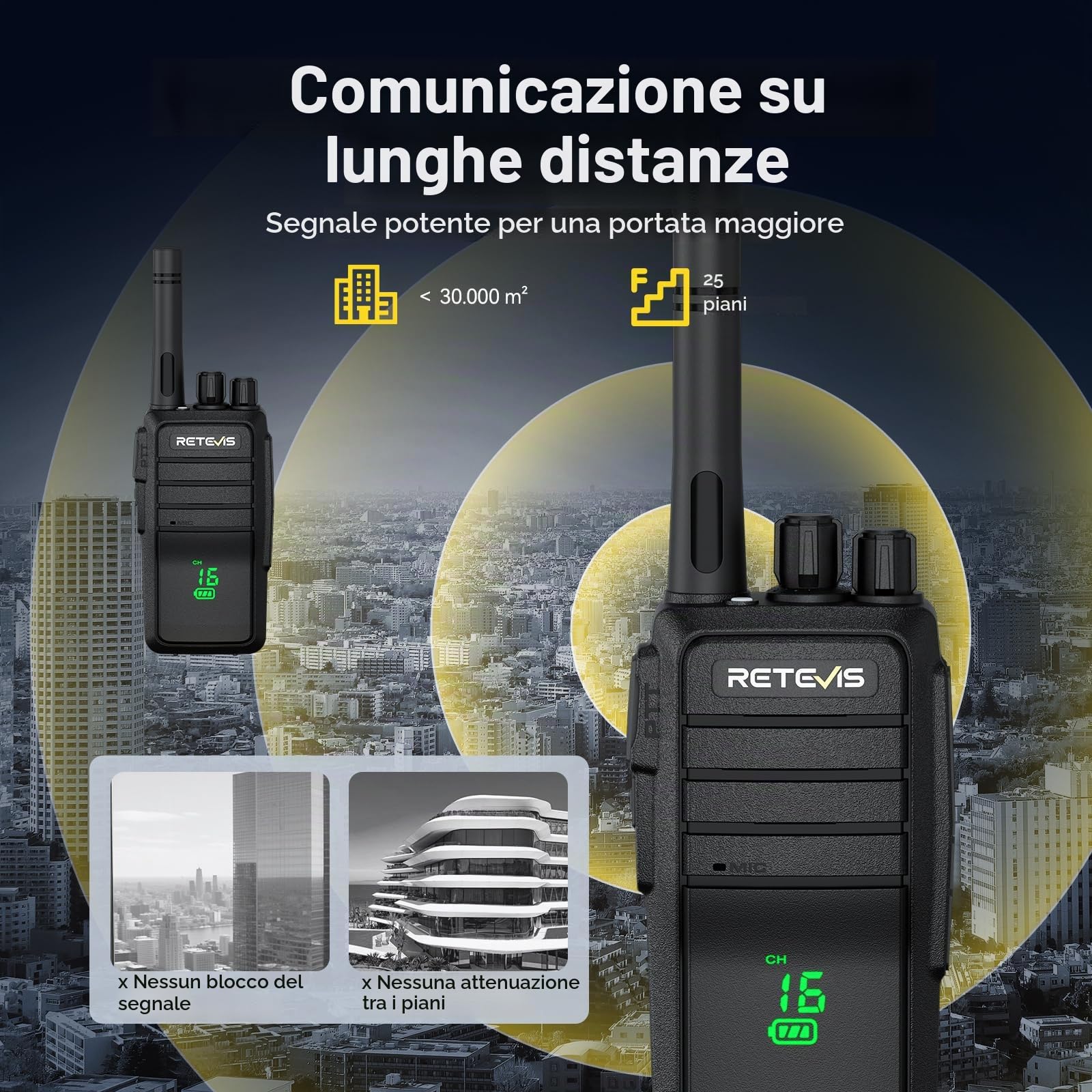 Retevis RT21H Walkie Talkies, Schermo Nascosto Radio Bidirezionale IP54 Impermeabile Robusto Tipo-C 6 Vie Caricabatterie Walkie Talkie Ricaricabili per Scuole, Hotel, Magazzini (6 Pezzi, Nero)