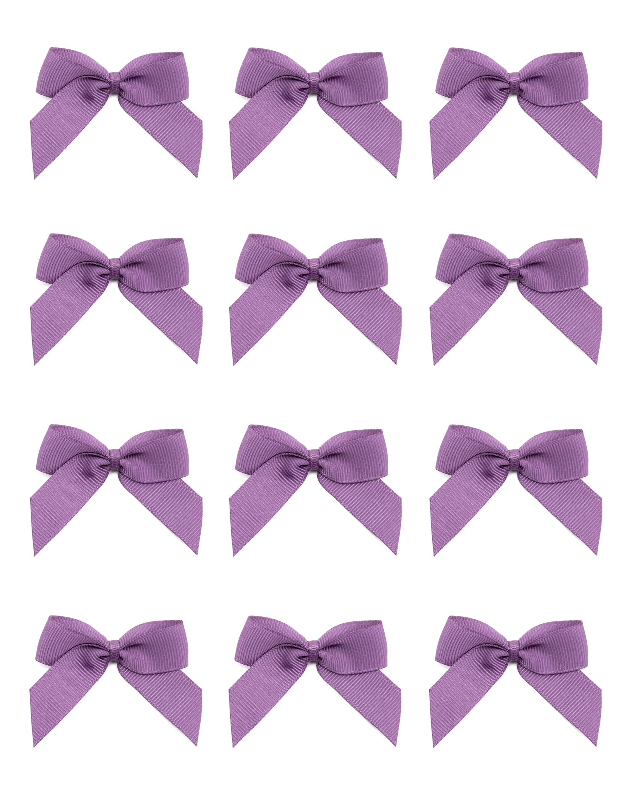 Italian Options Small Grosgrain Ribbon Bows, Self Adhesive Bows for Crafting, Gifts, Sewing, Hair Bow, Wedding Stationery, Floristry, Cakes, Crafts, Decorations, Amethyst, 12 Pack, 5cm