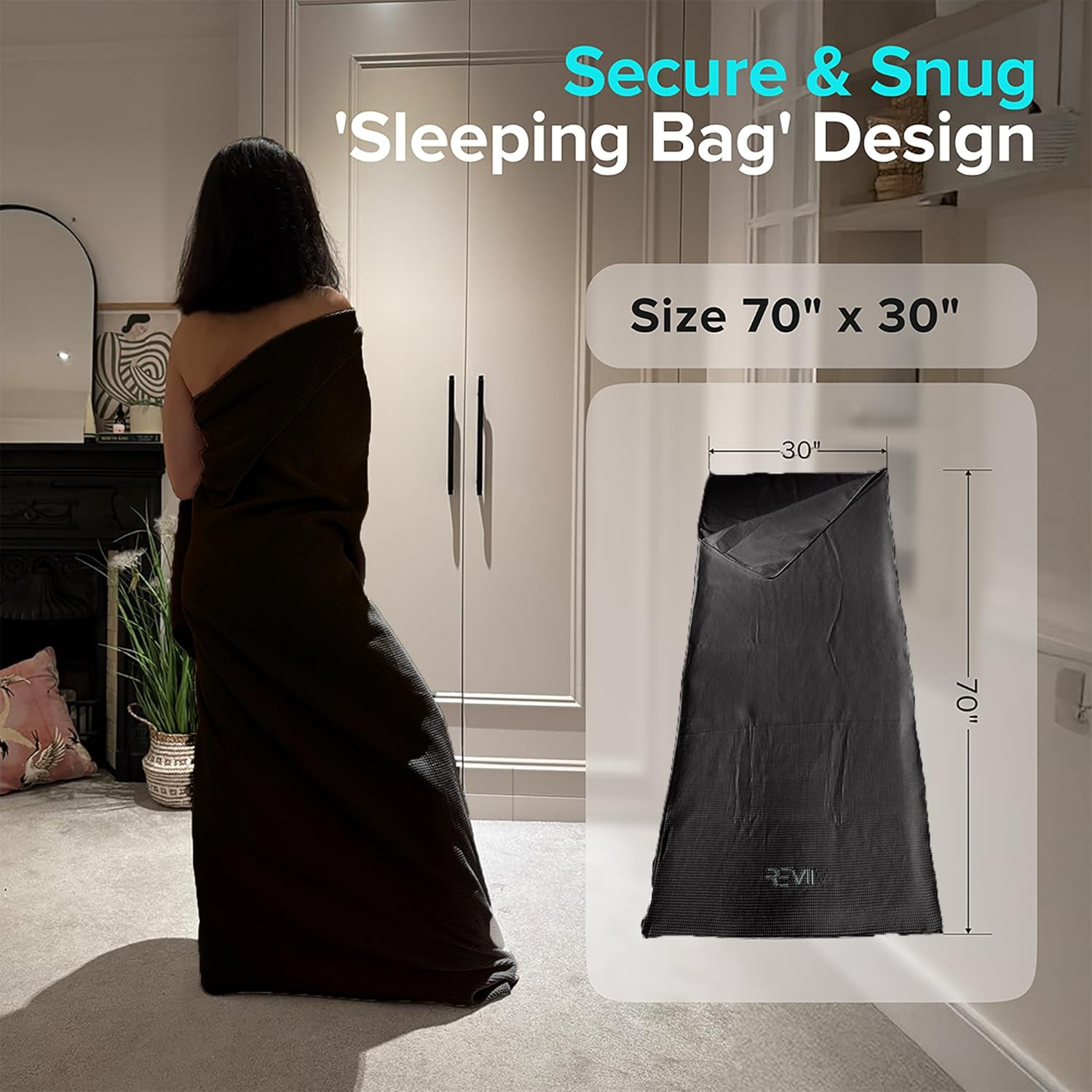 Sauna Blanket Insert Towel - 2 Pack Soft Black Cotton Waffle - Comfortable and Easy Home Sessions Minimal Cleanup - Super Absorbent Sauna Towel