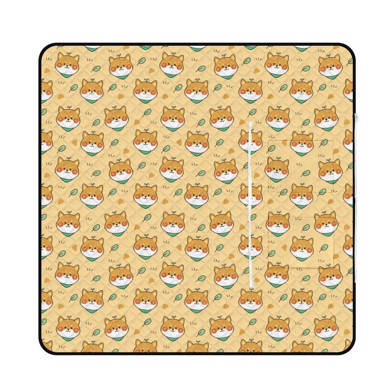 Tapis de pique-nique Shiba Inu 150x150 cm avec fermeture éclair pour l'extérieur